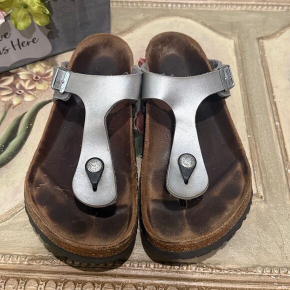 Birkenstock Gizeh Sandals Silver EU Sz 39 - Picture 7 of 15